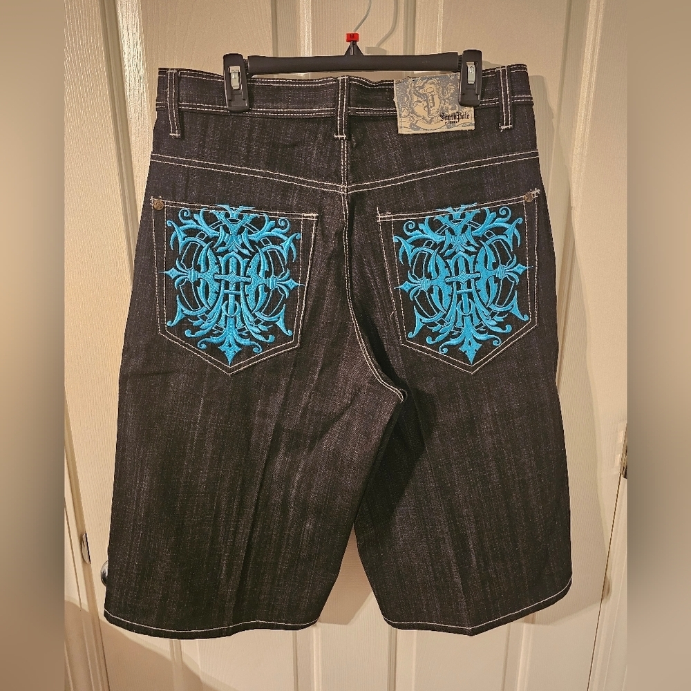 Vintage Vtg Southpole Denim Jorts Jean Shorts Baggy Embroidered 90s Y2K Mens 34